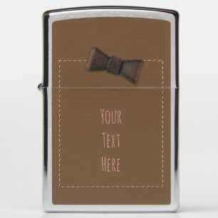 Leather Bow Tie with Custom Text Zippo Lighter
