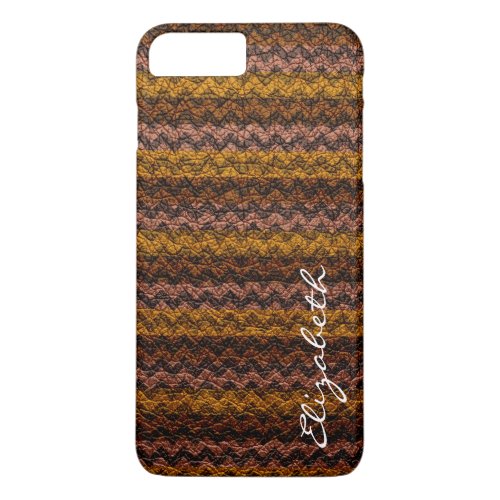 Leather Brown Chevron Stripes Pattern iPhone 8 Plus7 Plus Case