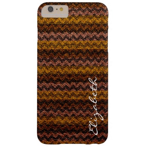 Leather Brown Chevron Stripes Pattern Barely There iPhone 6 Plus Case