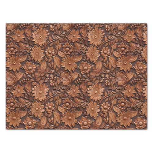 Leather Brown Floral Tissue Paper