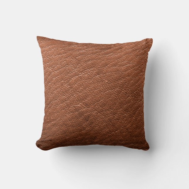 Leather brown structure clothing throw pillow (Front)