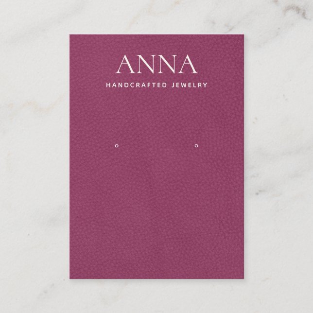 Leather Burgundy Earring Display Business Card (Front)