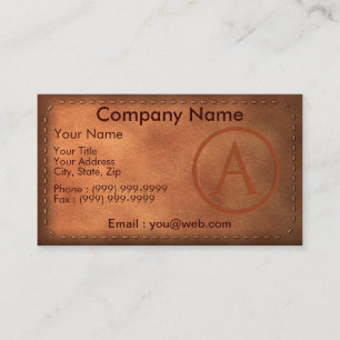 leather business card with letter A