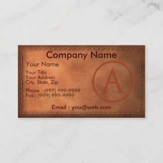 leather business card with letter A