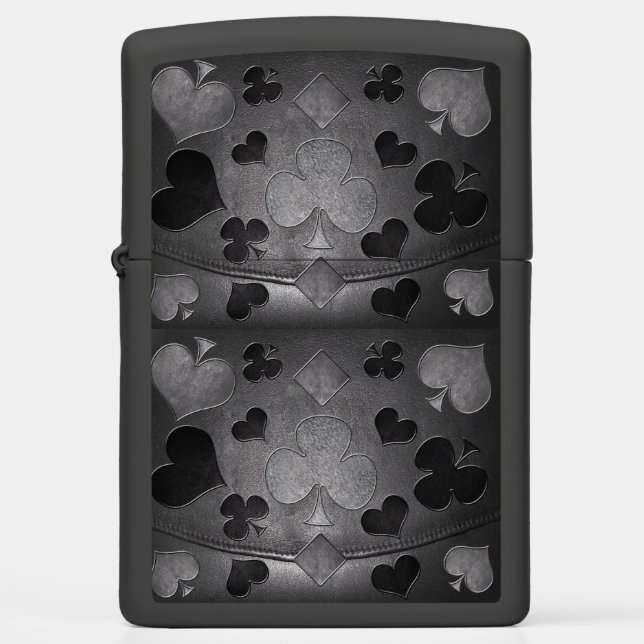 Leather Card Suits Shapes Zippo Lighter (Front)