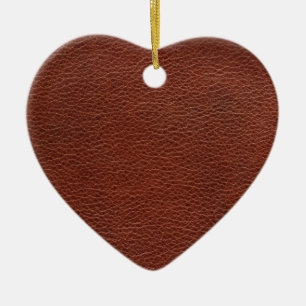 Leather Ceramic Heart Ornament