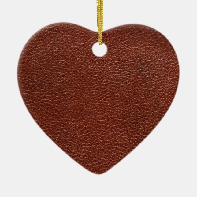 Leather Ceramic Heart Ornament (Front)