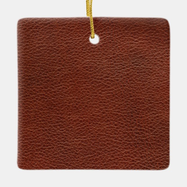 Leather Ceramic Square Ornament (Front)