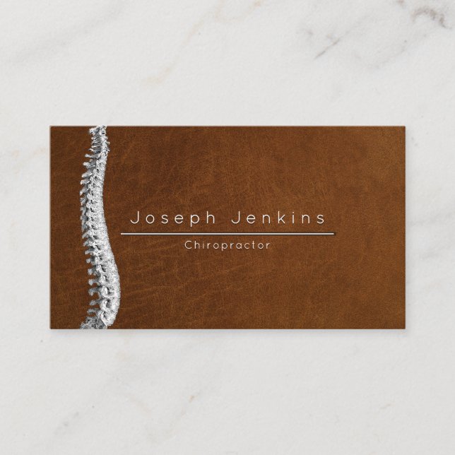  Leather Chiropractor Chiropractic Spine Therapist Business Card (Front)