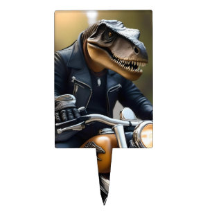 Leather Clad T-rex On A Motorbike, Cake Topper