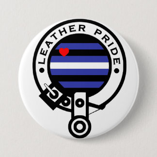 leather clan pinback button