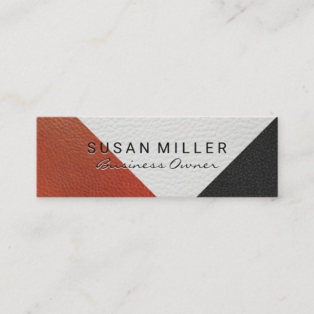 Leather Color Block Mini Business Card (Front)