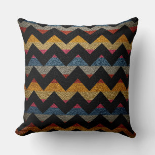Leather Colorful Chevron Stripes #6 Throw Pillow