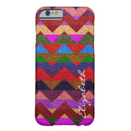 Leather Colorful Chevron Stripes Monogram #10 Barely There iPhone 6 Case