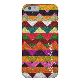Leather Colorful Chevron Stripes Monogram #11 Barely There iPhone 6 Case