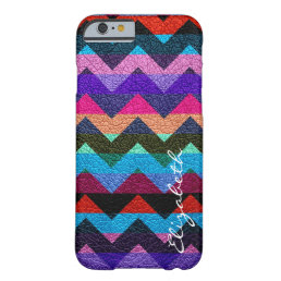Leather Colorful Chevron Stripes Monogram #12 Barely There iPhone 6 Case