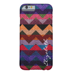 Leather Colorful Chevron Stripes Monogram #14 Barely There iPhone 6 Case