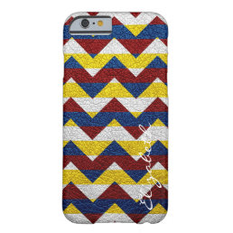 Leather Colorful Chevron Stripes Monogram #16 Barely There iPhone 6 Case