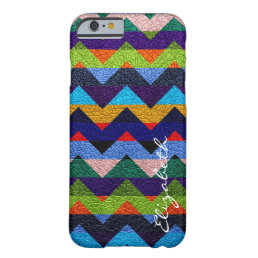 Leather Colorful Chevron Stripes Monogram #18 Barely There iPhone 6 Case