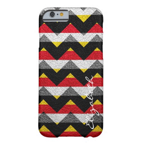 Leather Colorful Chevron Stripes Monogram 19 Barely There iPhone 6 Case