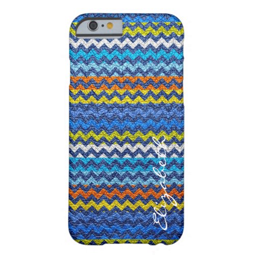 Leather Colorful Chevron Stripes Monogram 20 Barely There iPhone 6 Case