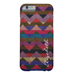 Leather Colorful Chevron Stripes Monogram #3 Barely There iPhone 6 Case
