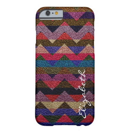 Leather Colorful Chevron Stripes Monogram 3 Barely There iPhone 6 Case