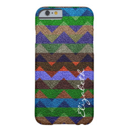 Leather Colorful Chevron Stripes Monogram #4 Barely There iPhone 6 Case