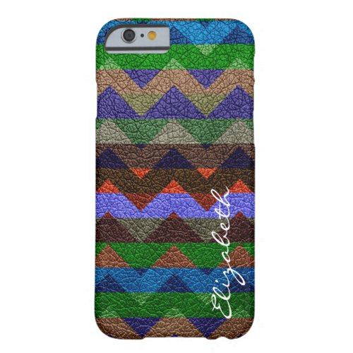 Leather Colorful Chevron Stripes Monogram 4 Barely There iPhone 6 Case