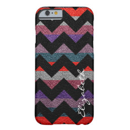 Leather Colorful Chevron Stripes Monogram #5 Barely There iPhone 6 Case