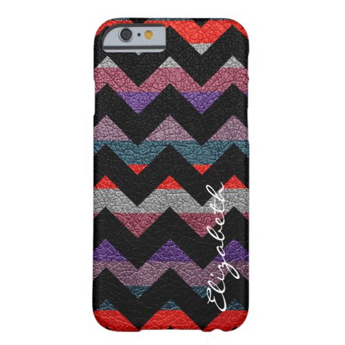 Leather Colorful Chevron Stripes Monogram 5 Barely There iPhone 6 Case