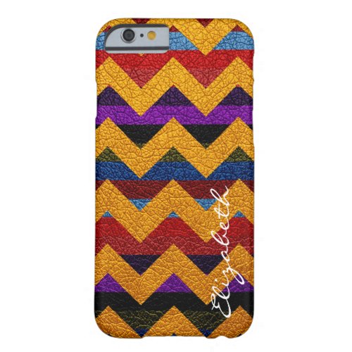 Leather Colorful Chevron Stripes Monogram 7 Barely There iPhone 6 Case