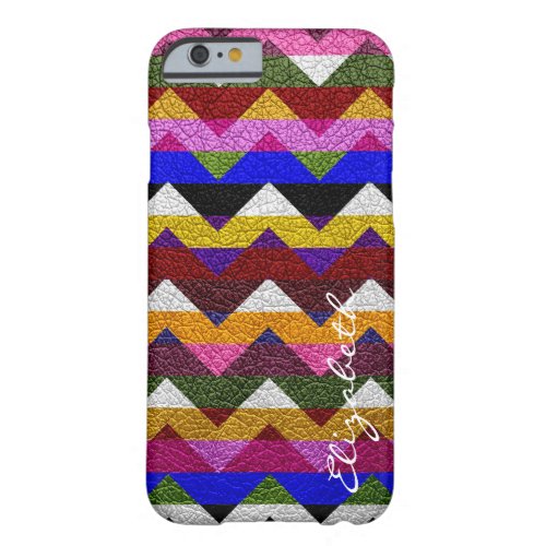 Leather Colorful Chevron Stripes Monogram 8 Barely There iPhone 6 Case