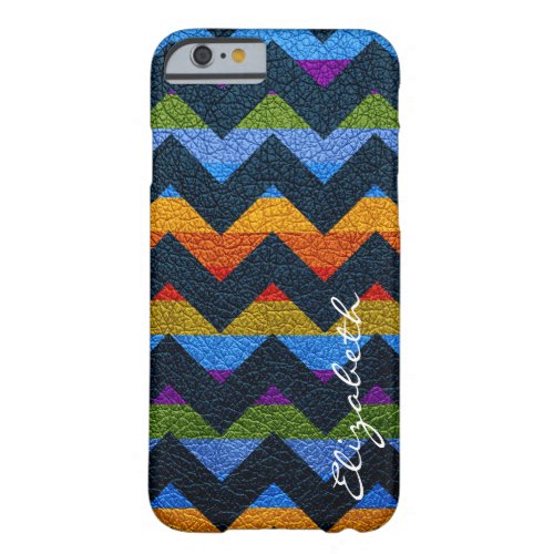 Leather Colorful Chevron Stripes Monogram 9 Barely There iPhone 6 Case