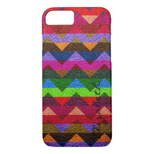 Leather Colorful Chevron Stripes Monogram iPhone 87 Case