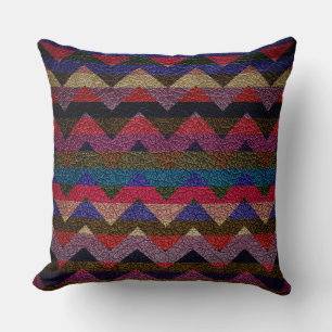 Leather Colorful Chevron Stripes Pattern #17 Throw Pillow