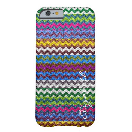 Leather Colorful Chevron Stripes Pattern 2 Barely There iPhone 6 Case