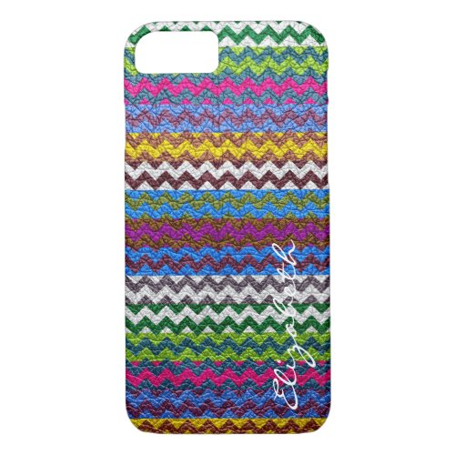 Leather Colorful Chevron Stripes Pattern 2 iPhone 87 Case