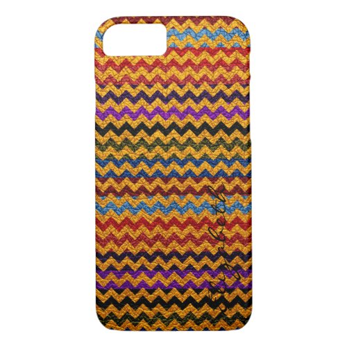 Leather Colorful Chevron Stripes Pattern 3 iPhone 87 Case