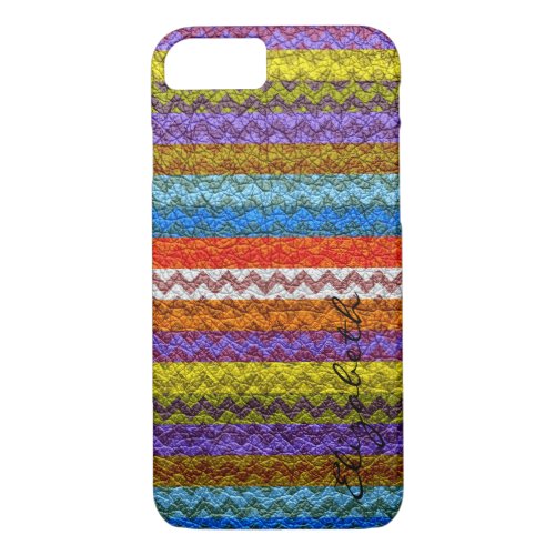 Leather Colorful Chevron Stripes Pattern iPhone 87 Case