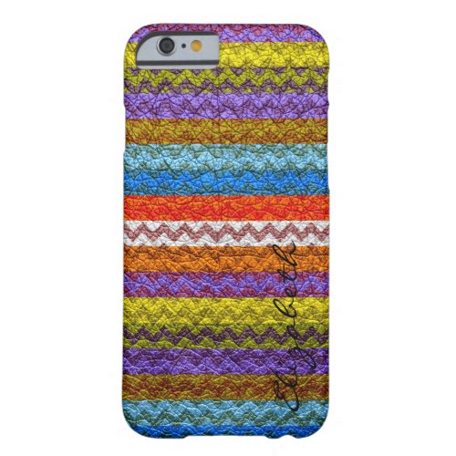 Leather Colorful Chevron Stripes Pattern Barely There iPhone 6 Case