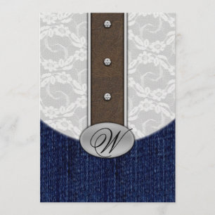 Leather & Denim Western Lace Wedding Invitations