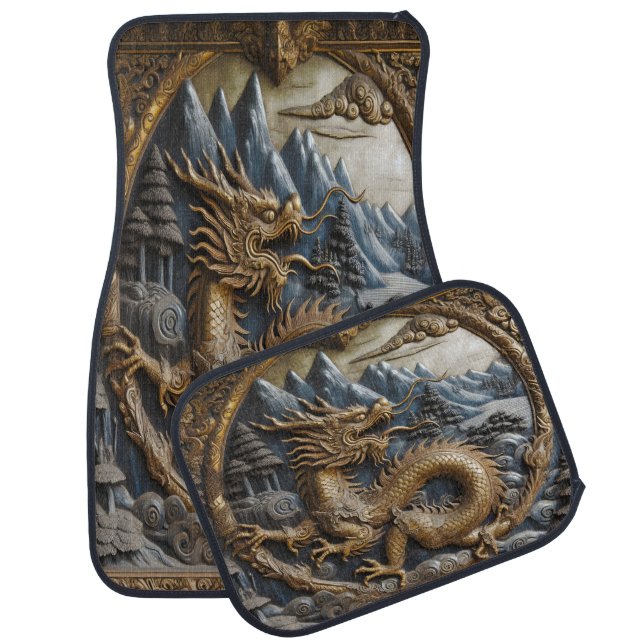 Leather Dragon in Calm Landscape Car Floor Mat (Set)