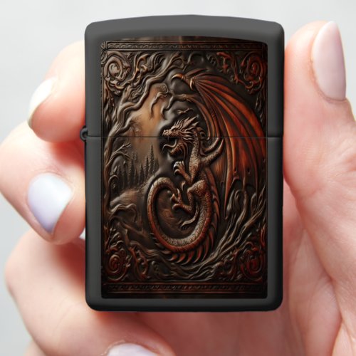 Leather Dragons Peak Zippo Lighter