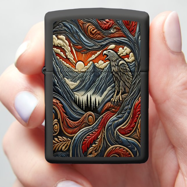 Leather Eagle Masterpiece Zippo Lighter (In Hand)