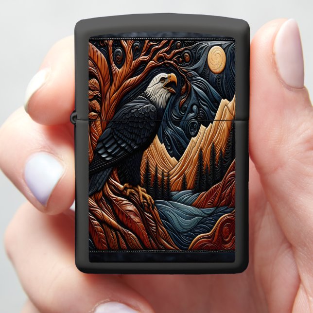 Leather Eagle Nature Design Zippo Lighter (In Hand)