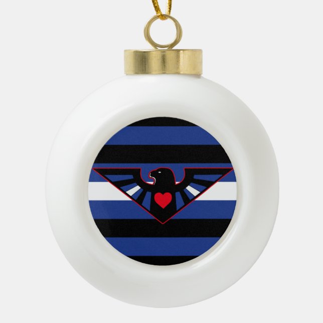 Leather Eagle Pride Flag Ceramic Ball Christmas Ornament (Front)
