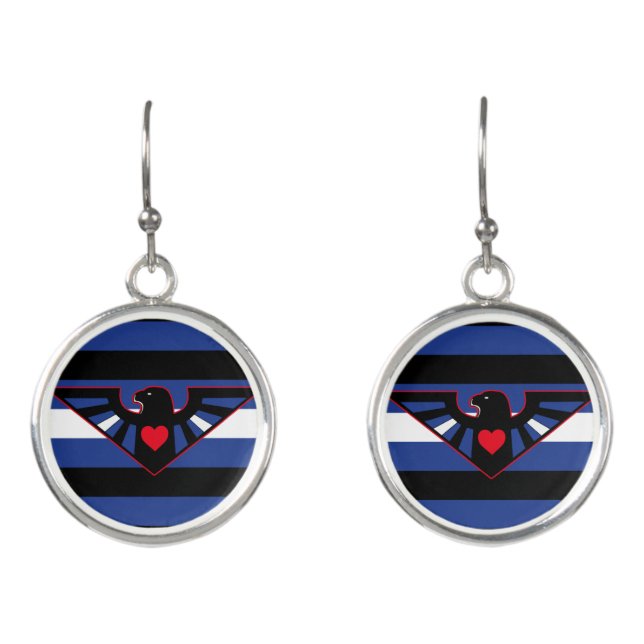 Leather Eagle Pride Flag Earrings (Front)