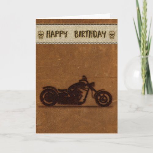 Leather effect biker birthday card