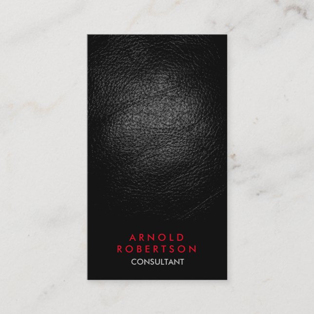 Leather Effect Black Red Consultant Business Card (Front)
